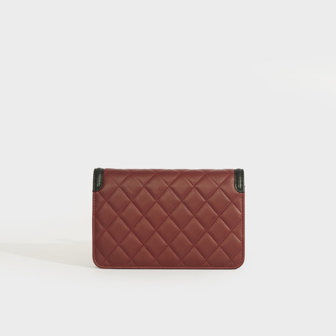 Wallet on Chain Crossbody in Two Tone Bordeaux and Black Lambskin 2016