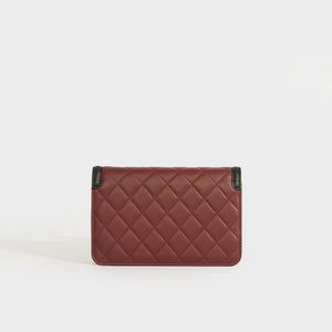 CHANEL Wallet on Chain Crossbody in Two Tone Bordeaux and Black Lambskin 2016