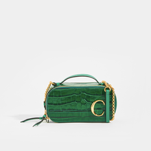 Load image into Gallery viewer, CHLOÉ C Mini Vanity Shoulder Bag in Green Croc-Effect Leather