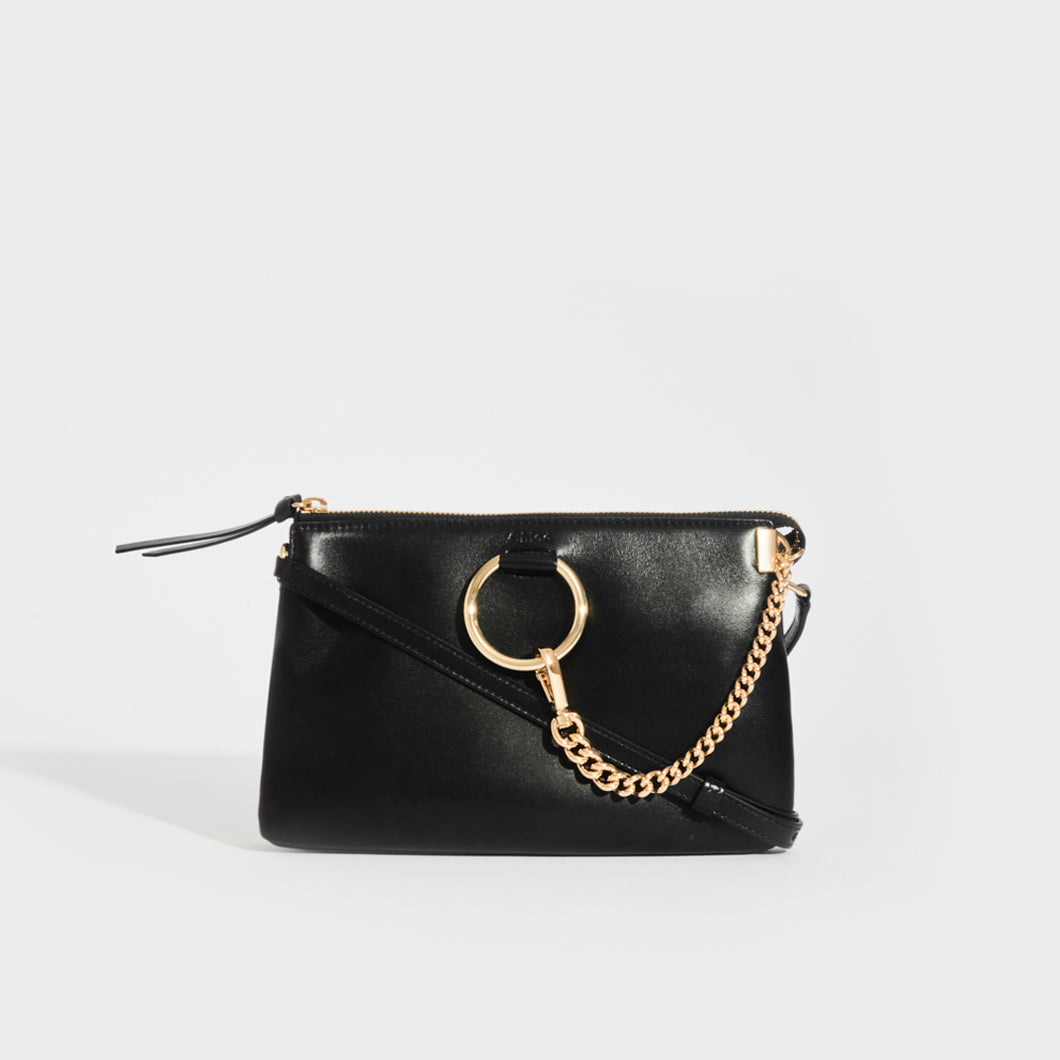 Front view of the CHLOÉ Faye Small Crossbody Bag in Black