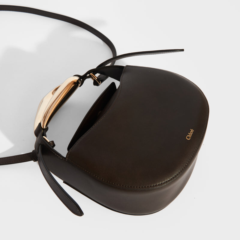 Kiss Small Leather Tote in Dark Brown