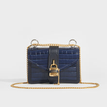 Load image into Gallery viewer, CHLOÉ Mini Aby Chain Crocodile-effect Shoulder Bag in Navy