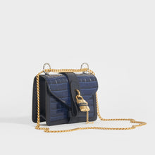 Load image into Gallery viewer, CHLOÉ Mini Aby Chain Crocodile-effect Shoulder Bag in Navy