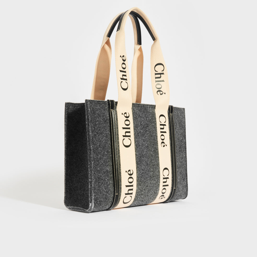 Medium Woody Tote Bag in Grey