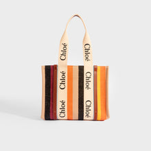 Load image into Gallery viewer, CHLOÉ Medium Canvas Woody Tote Bag in Orange Stripe