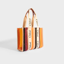 Load image into Gallery viewer, CHLOÉ Medium Canvas Woody Tote Bag in Orange Stripe