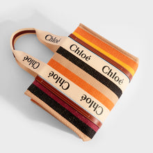 Load image into Gallery viewer, CHLOÉ Medium Canvas Woody Tote Bag in Orange Stripe