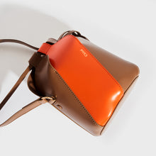 Load image into Gallery viewer, CHLOÉ Mini Tulip Leather Bucket Bag in Brown and Orange