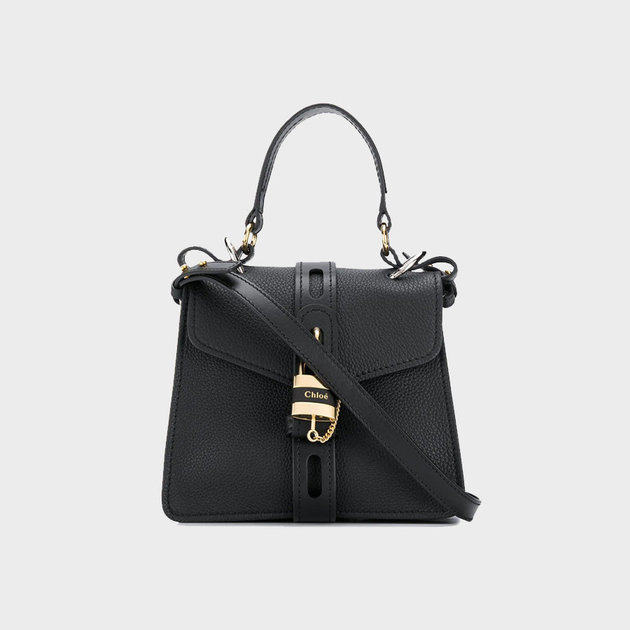 Front view of CHLOÉ Small Aby Day Shoulder Bag in Black Leather