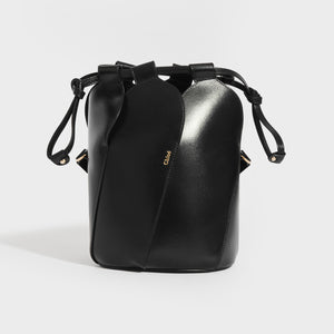 CHLOÉ Small Tulip Leather Bucket Bag in Black