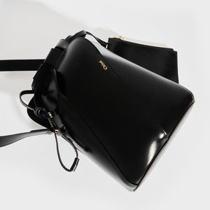 CHLOÉ Small Tulip Leather Bucket Bag in Black