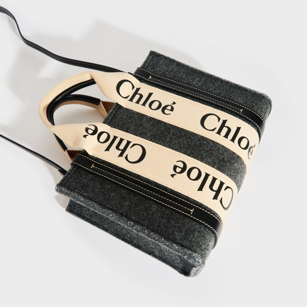 CHLOE Small Woody Tote Bag in Grey COCOON