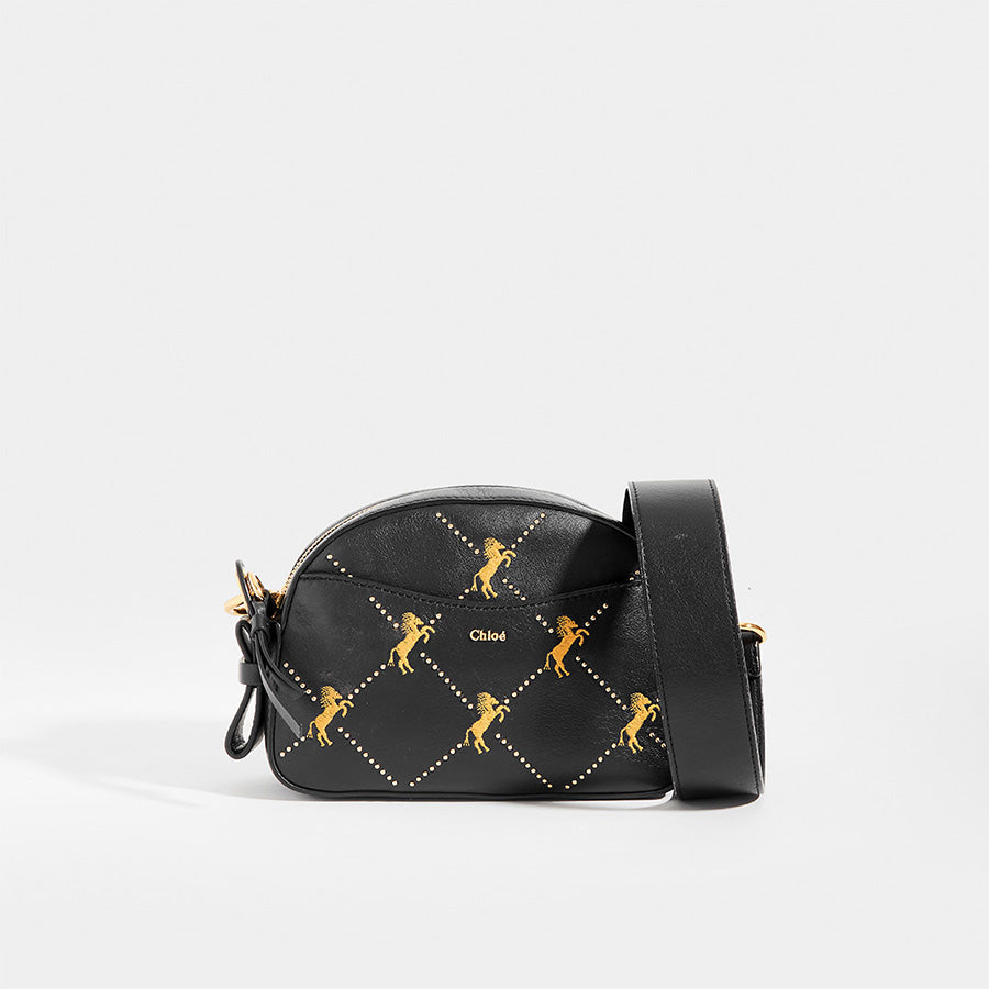 CHLOÉ Studded Embroidered Leather Shoulder Bag