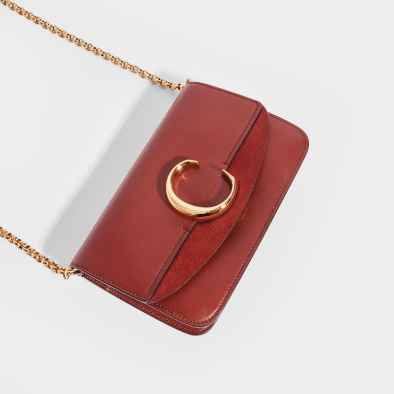 The C Cross-Body Bag in Tan Suede and Leather
