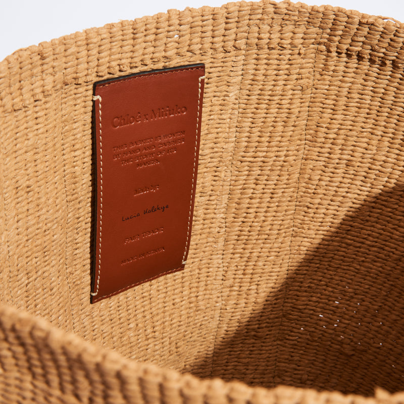 Woody Printed Canvas and Leather-trimmed Raffia Tote