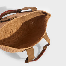 Load image into Gallery viewer, CHLOÉ Woody Printed Canvas and Leather-trimmed Raffia Tote