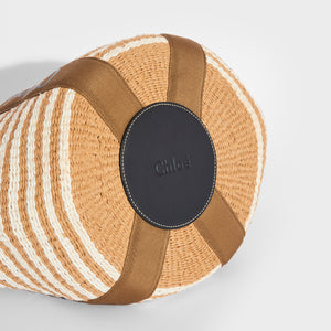CHLOÉ Woody Large Striped Raffia Tote with Ribbon