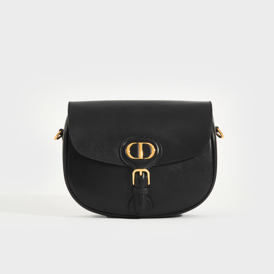 Front of the CHRISTIAN DIOR Medium Bobby Bag in Black Leather