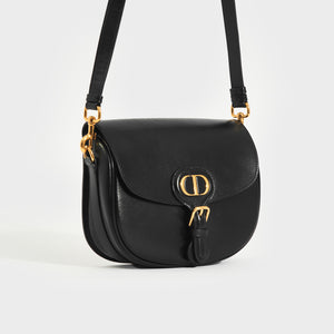 Side view of the CHRISTIAN DIOR Medium Bobby Bag in Black Leather