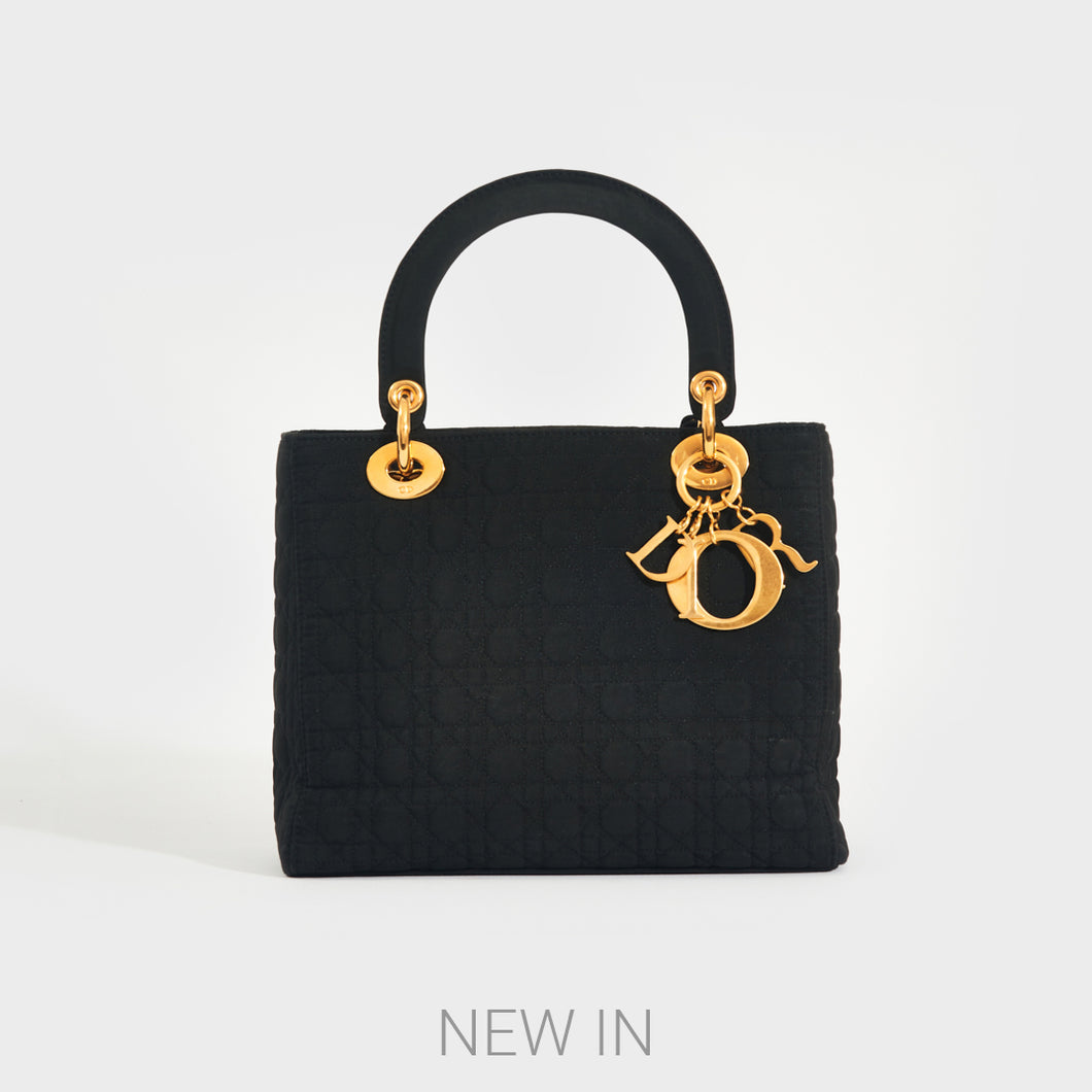 CHRISTIAN DIOR Medium Lady Dior Bag in Black Nylon [ReSale]