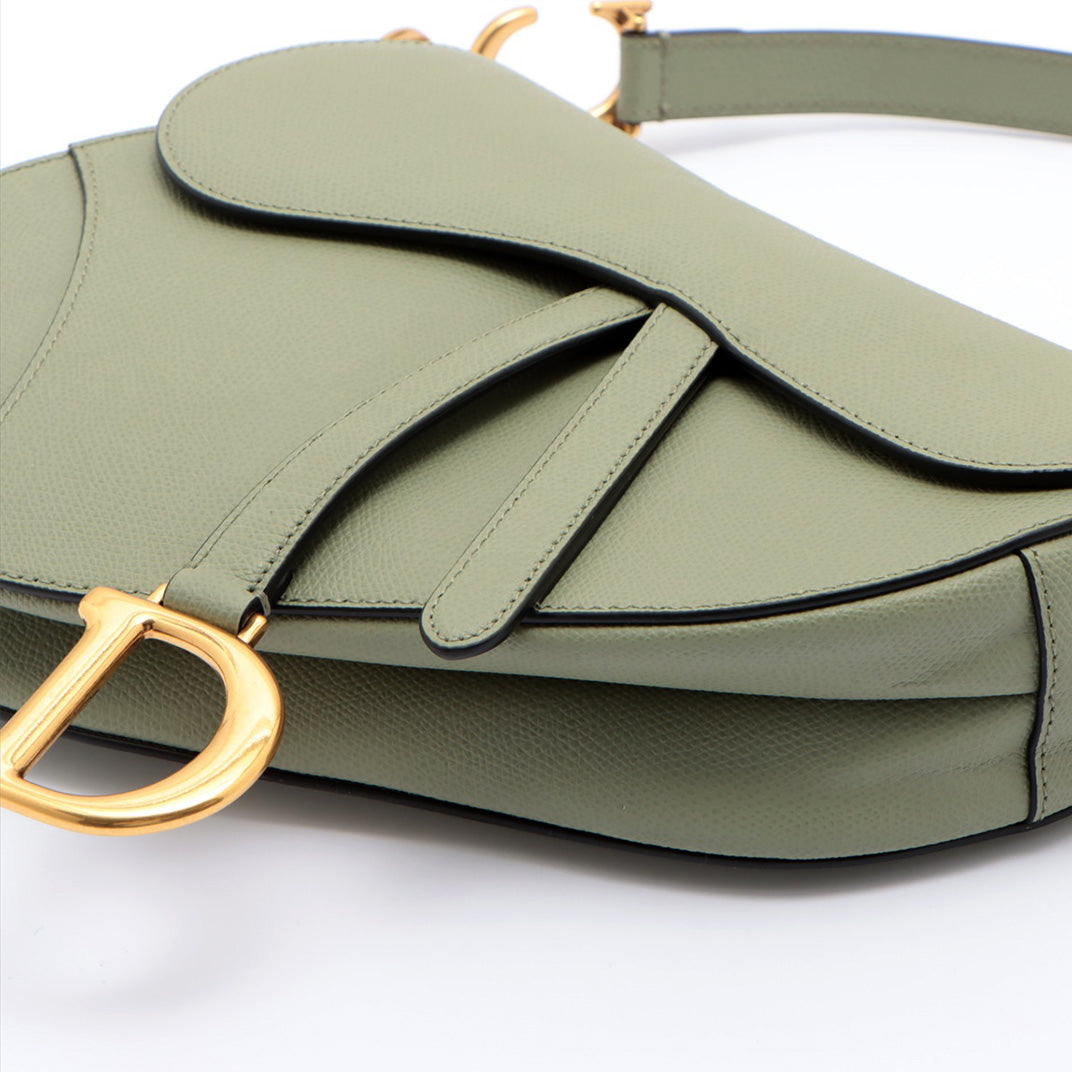 DIOR Saddle Bag Cedar Green Grained Leather – COCOON