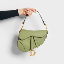 Load image into Gallery viewer, CHRISTIAN DIOR Saddle Bag in Cedar Green Grained Calfskin