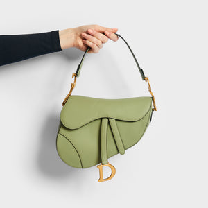 CHRISTIAN DIOR Saddle Bag in Cedar Green Grained Calfskin