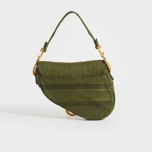 CHRISTIAN DIOR Trotter Saddle Canvas Shoulder Bag in Khaki