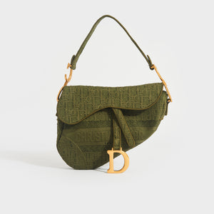 CHRISTIAN DIOR Trotter Saddle Canvas Shoulder Bag in Khaki