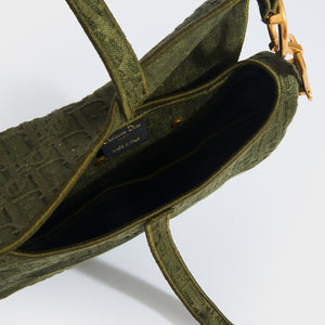 CHRISTIAN DIOR Trotter Saddle Canvas Shoulder Bag in Khaki