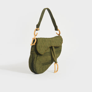 CHRISTIAN DIOR Trotter Saddle Canvas Shoulder Bag in Khaki