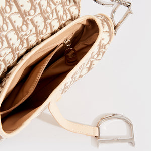 CHRISTIAN DIOR Trotter Saddle Shoulder Bag in White and Brown 2004