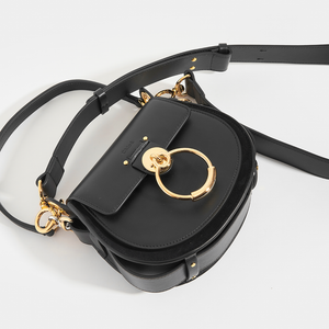 CHLOÉ Tess Small Crossbody Bag in Black Leather and Suede