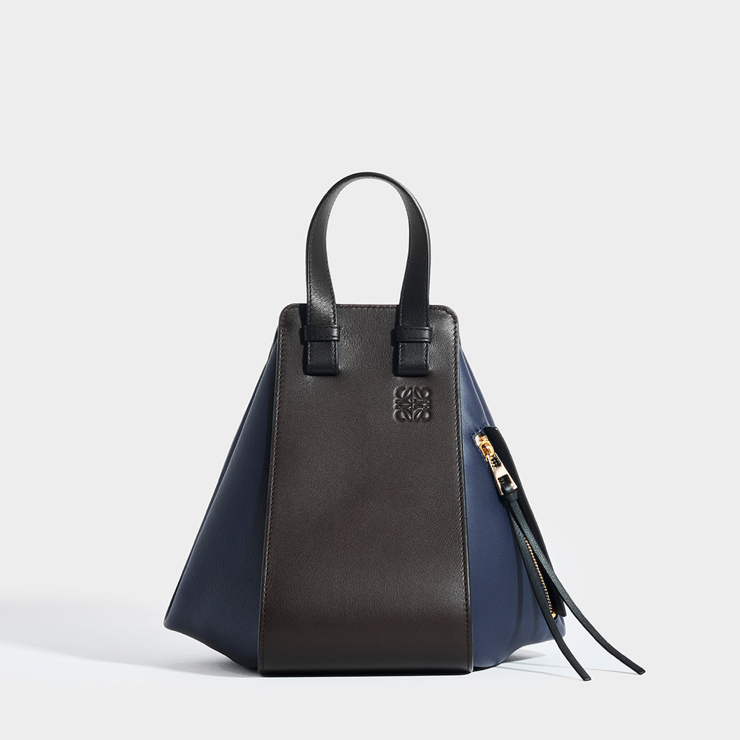 LOEWE Hammock Small Tote in Chocolate/Navy