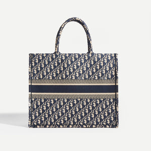 Back view of Dior Oblique Blue Book Tote in Blue