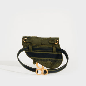 CHRISTIAN DIOR Canvas Embroidered Camouflage Saddle Belt Bag Green