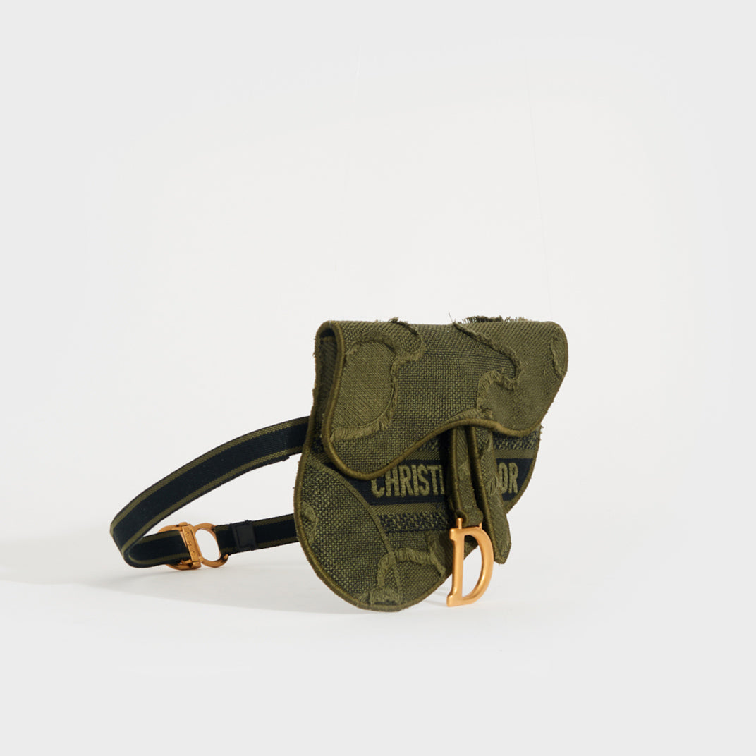 Canvas Embroidered Camouflage Saddle Belt Bag Green