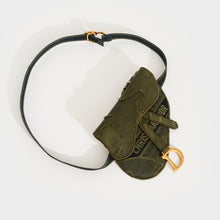 Load image into Gallery viewer, CHRISTIAN DIOR Canvas Embroidered Camouflage Saddle Belt Bag Green
