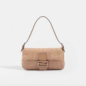 FENDI Baguette Bag with Woven Leather in Beige COCOON