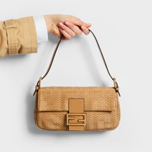 Load image into Gallery viewer, FENDI Baguette Bag with Woven Leather in Beige