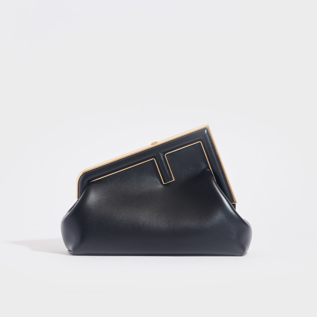 Fendi Black Leather Faux Pearls Triplette Clutch Bag 8BS001 | Yoogi's Closet