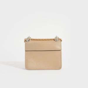 FENDI Kan I F Leather Chain Shoulder Bag in Beige