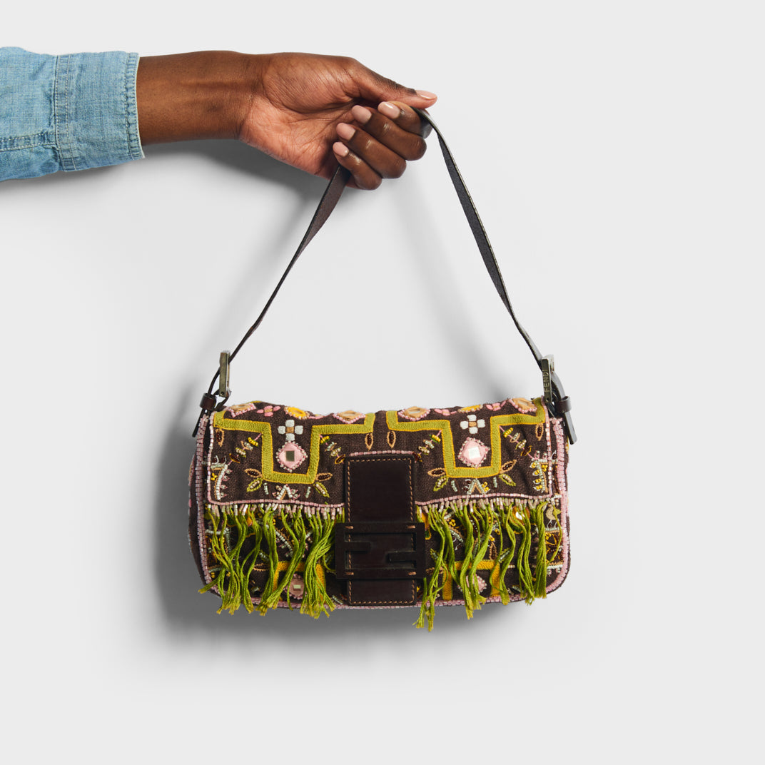 Mamma Baguette Beaded and Embroidered Shoulder Bag