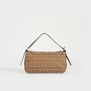 FENDI Mamma Baguette Zucchino Canvas Shoulder bag in Beige