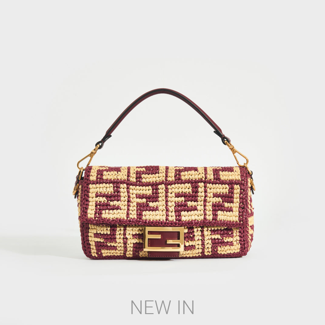 Fendi baguette raffia shoulder bag online