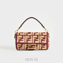 Load image into Gallery viewer, FENDI Mamma Zucca Raffia Baguette Bag in Burgundy &amp; Beige [ReSale]