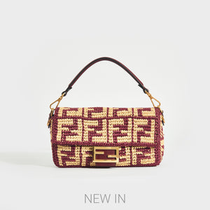 Fendi baguette raffia shoulder bag hot sale