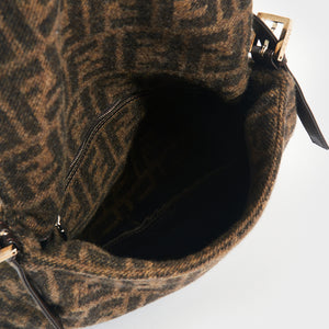 FENDI Mamma Zucca Baguette Shoulder Bag in Brown Wool [ReSale]