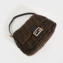 Load image into Gallery viewer, FENDI Mamma Zucca Baguette Shoulder Bag in Brown Wool [ReSale]