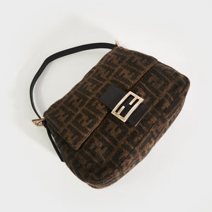 FENDI Mamma Zucca Baguette Shoulder Bag in Brown Wool [ReSale]